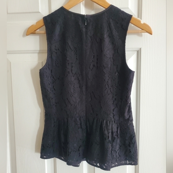 J.CREW Black Lace Sleeveless Peplum Top Size 0 - Picture 4 of 6